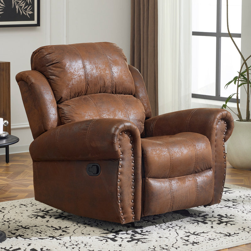 Fauteuil inclinable manuel en daim de 40,75 po de largeur, Brun