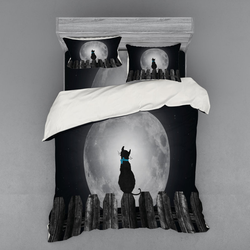 Ensemble de housse de couette campagnard en microfibre lune / gris / bleu / noir