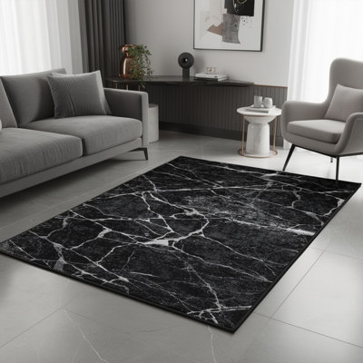 Tapis de couloir élégant (3,3 x 6,6 pi), 100% polyester, hauteur de poils de 0,3 po | Pois antibactérien et antidérapant en feutre de PVC | Lavable à la machine, impression numérique 3D, durable et facile à nettoyer | Parfait pour les vestibules et les espaces de vie
