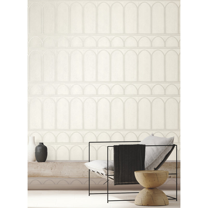 Rouleau de papier peint lisse L 33 po x l 20,5 po Arches, Blanc / perle