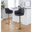 Tabouret de bar réglable en métal chromé et similicuir noir - ensemble de 2
