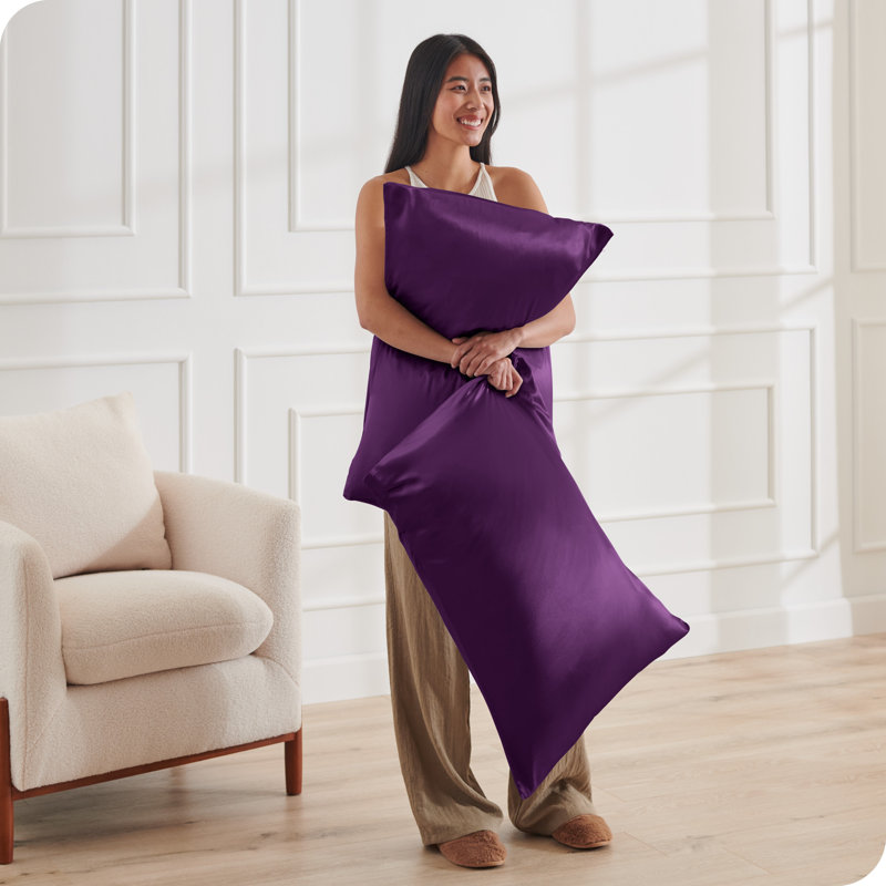 Soft Poly Satin Pillowcase Set, Plum, Standard Pillowcases