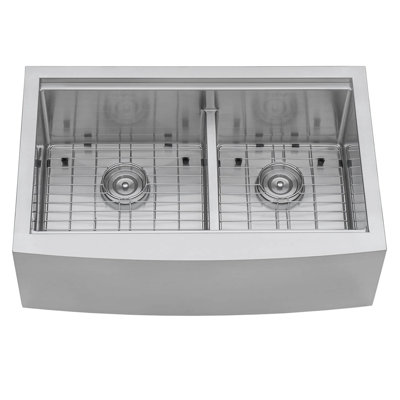Verona 33" L x 22" W Double Basin Farmhouse Kitchen Sink