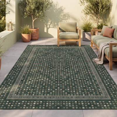 Tapis Ridge2 moderne à motif mosaïque mouchetée abstraite verte, grise et blanche, lavable à la machine, antidérapant, à poils courts, pour l'intérieur et l'extérieur, adapté aux animaux domestiques, idéal pour le salon, la chambre, la salle à manger, l'entrée, le couloir ou le bureau.