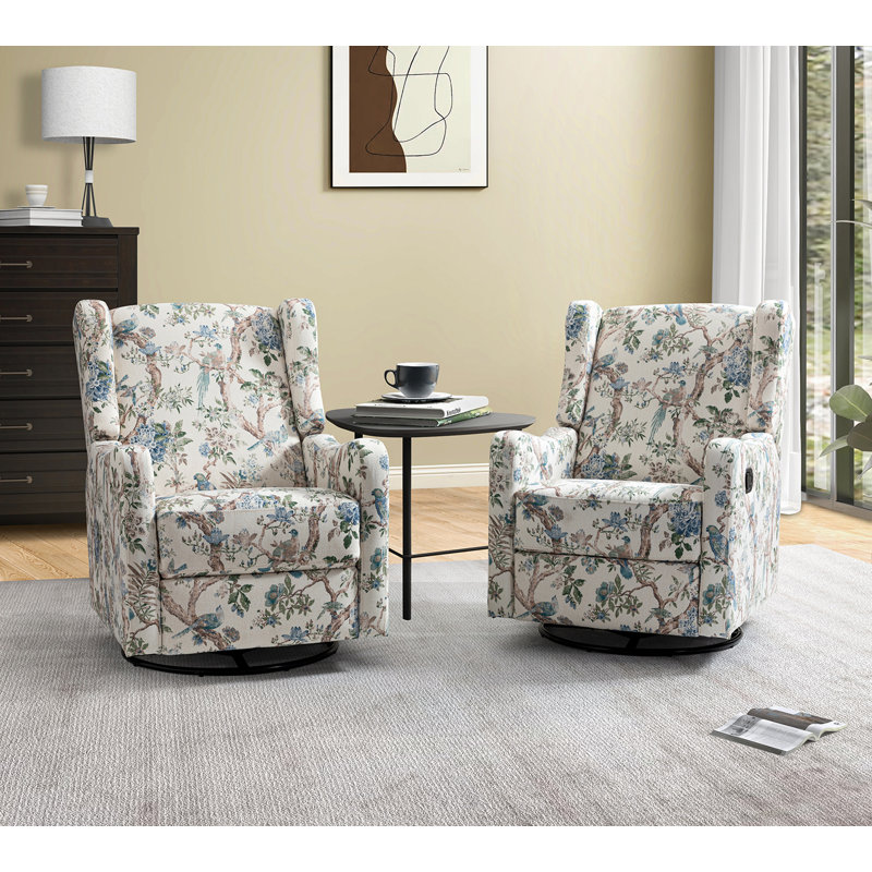 Antonanzas Floral Manual Swivel Rocker Recliner, Floral Polyester Blend