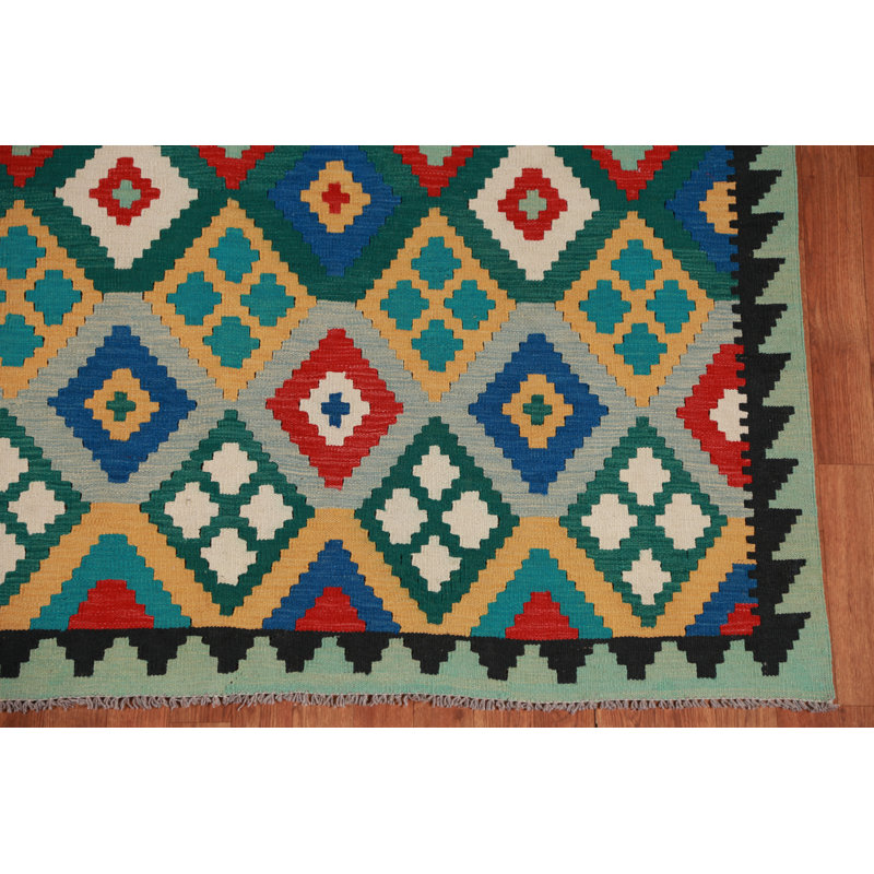 Tapis oriental kilim en laine à tissage plat 6 x 8