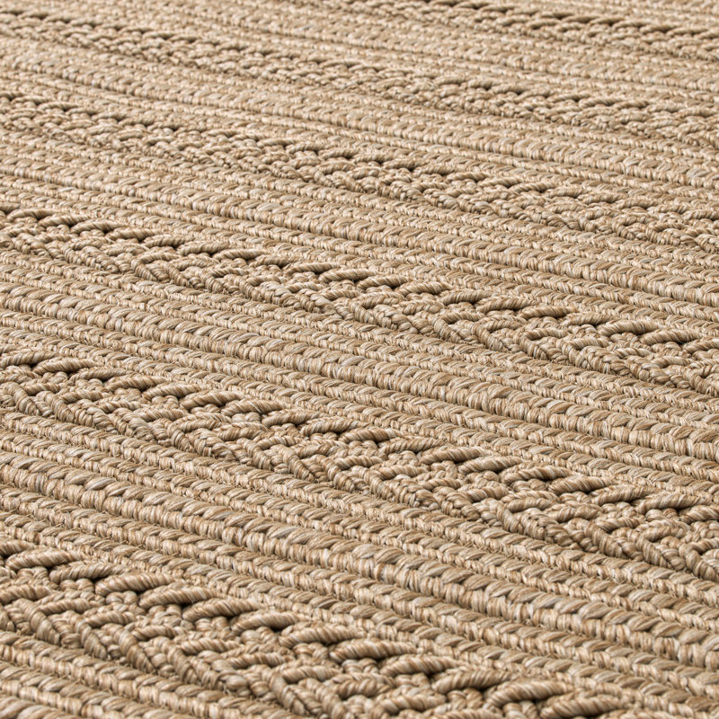 Torsade Striped Area Rug in Naturel, Rectangle 6'7" x 9'10"