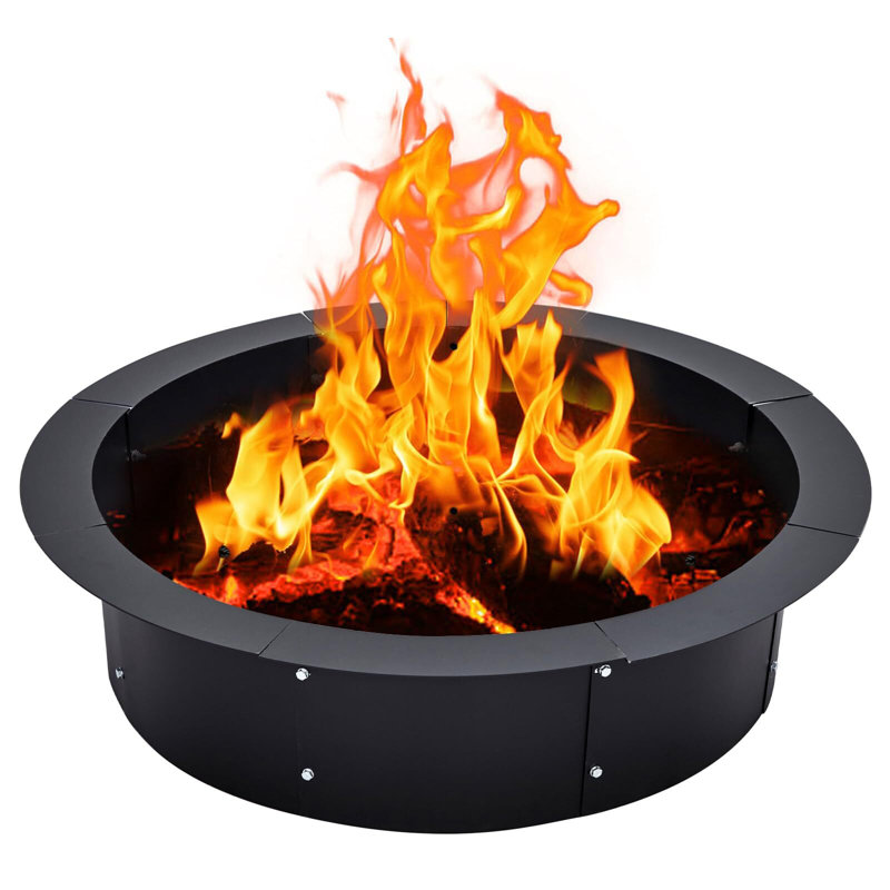 Fire Pit Ring, 45-Inch Outer/39-Inch Inner Diameter Fire Ring For Outside, 9" H x 43" W x 43" D