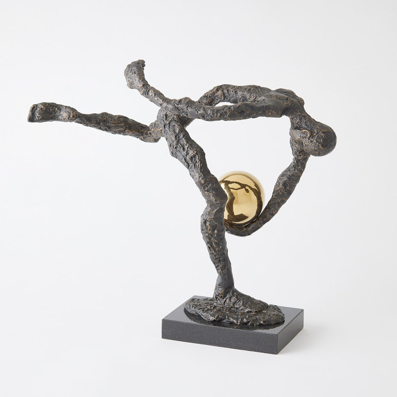 Tripped Up Sculpture-Bronze W/Brass Sphere