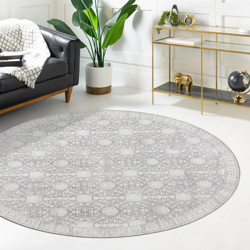 Tapis Dakota Fields Timeless gris, Rond 3 pi 6 po