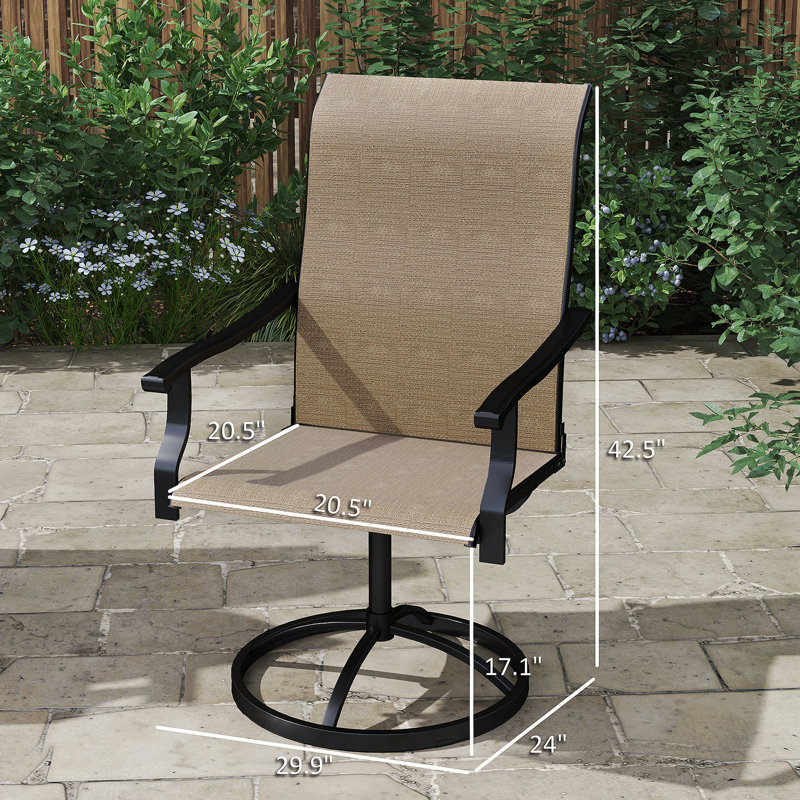 Ensemble de 2 chaises d'extérieur à haut dossier et chaises pivotantes, Brun