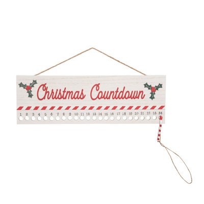 MDF Candy Cane Countdown Wall Decor - Advent Calendar for Christmas - Wooden Indoor Decoration Perfect for Tabletop Display, Gift Giving, and Hostess Gifts - Bright White Design