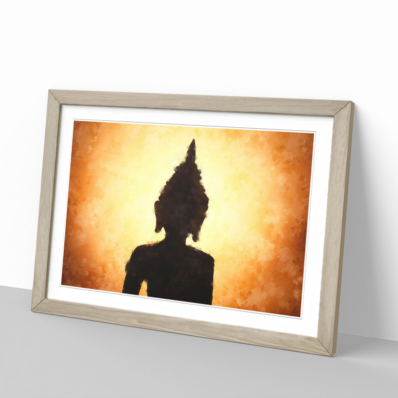Buddha Statue Vol.4 - Picture Frame Painting, 36cm H x 48cm W x 2cm D, Oak