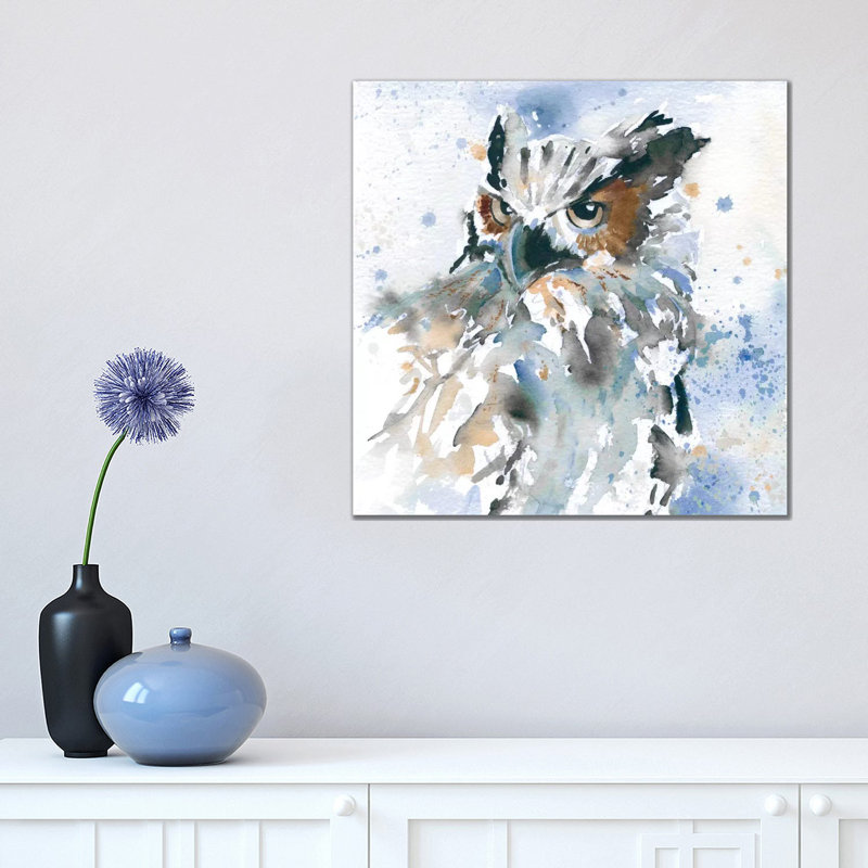 Owl On Blue by Carol Robinson - Painting on Canvas, Wrapped Canvas, 66.04 cm H x 66.04 cm W x 3.175 cm D