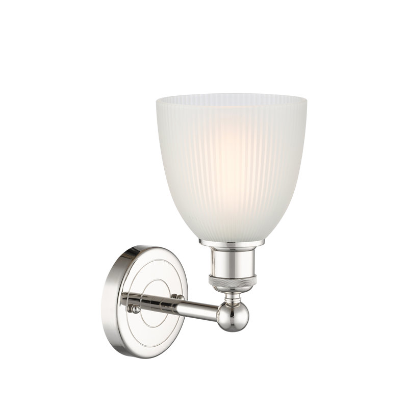 Applique murale à bras en acier 1 lumière Checotah, Blanc, Nickel poli