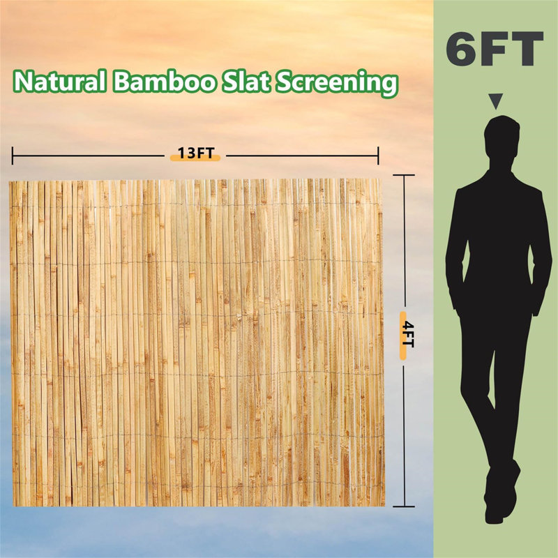 Bamboo Privacy Fence Roll 4FT x 13FT, 10" H x 49" W x 10" D