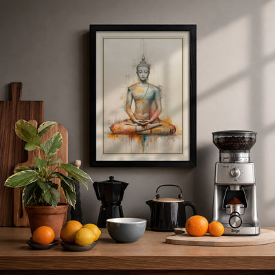 Meditating Buddha Japandi - Framed Print