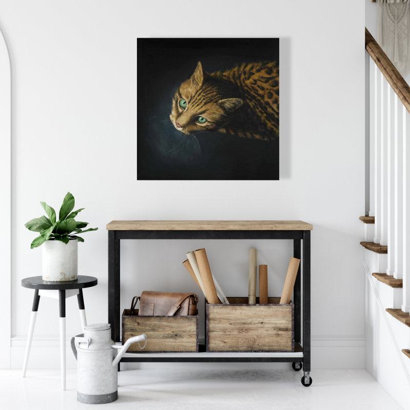 Toile Bengal Cat | Décoration murale moderne pour chambre à coucher, H 24 po x l 24 po