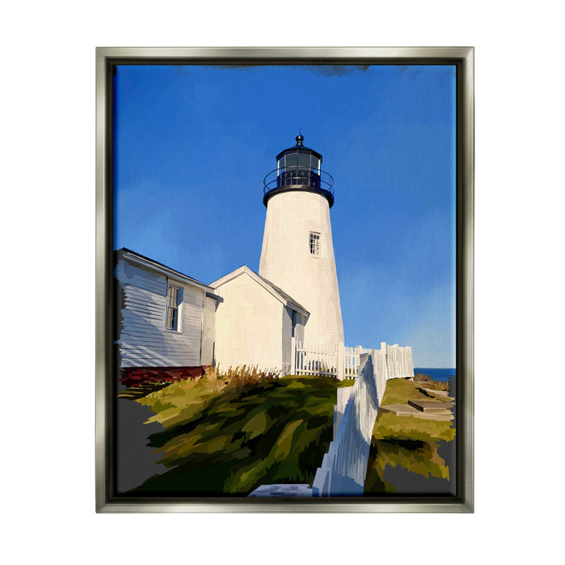 Art mural sur toile flottant encadré "Phare sur la plage" par Emily Kalina, H 21 po x l 17 po x P 1,7 po