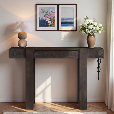 Minimalist Console Table With Hidden Drawer And Side Power Outlet