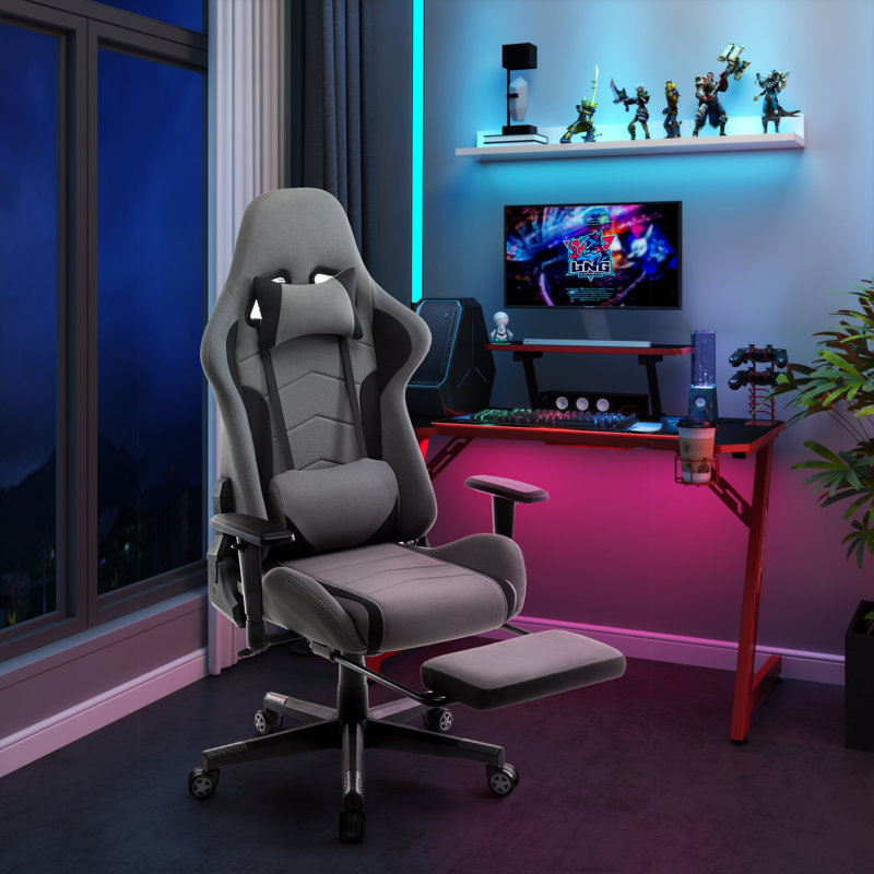 Fabric Gaming Chair with Footrest