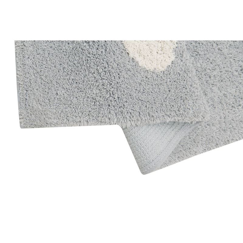 Handmade Tufted Rectangle 4' x 5'3" Cotton Area Rug in Gray/White