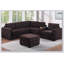 Ensemble de canapé d'angle contemporain 4 pièces en forme de L avec porte-gobelet USB, dossier rembourré et pouf cocktail pour salons modernes-374913004