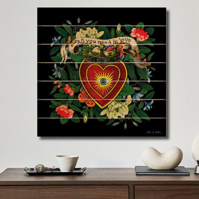 Reproduction d'art murale en bois - «All You Need Is Love» par Erika C. Brothers