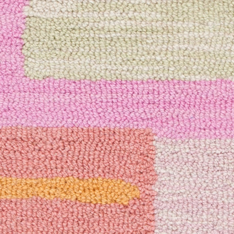 Tapis rose / bleu / orange en laine / coton touffeté à la main Krystyna, Carré 7 pi