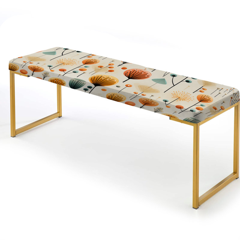 Scandinavian Midcentury Delight - Midcentury Upholstered Gold Bench