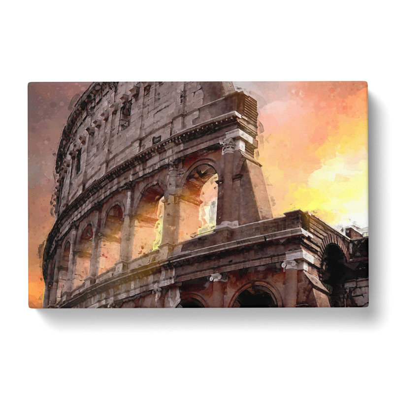 Colosseum Rome Italy In Abstract - Wrapped Canvas Print, 60cm H x 91cm W x 3cm D