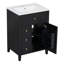 Meuble-lavabo gris 24 po avec lavabo, panneau de fibres à densité moyenne et bois d'hévéa, 3 tiroirs et armoire avec tablettes réglables-24454165