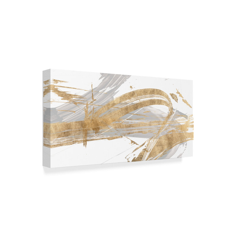 «Gold and Brown II», peinture sur toile tendue, H 12 po x l 24 po x P 2 po
