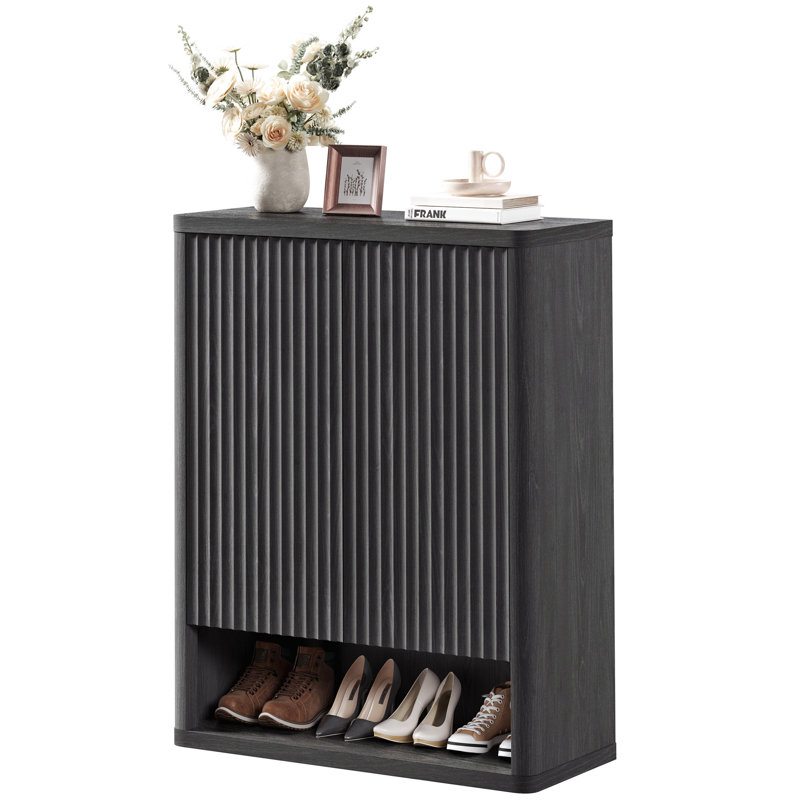 Cesiro 24-Pair Shoe Storage Cabinet, Dark Gray Alder, Individual