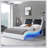 Faux Leather Upholstered Platform Bed Frame With Led Lighting ,Bluetooth Connection To Play Music /RGB Control,Backrest Vibration Massage,Curve Design, Wood Slat Support, No Box Spring Needed