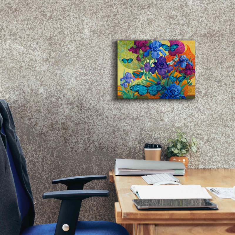 «Iris Garden» par David Galchutt - peinture sur toile tendue, H 12 po x l 16 po x P 0,75 po