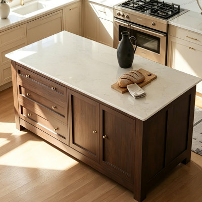 Table de salle à manger et comptoir d'îlot de cuisine en granit de bois massif de style américain 62,99 "