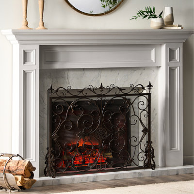 Reliable Iron Fireplace Screen - Ornate Work, For Black/gold Crucial Design,