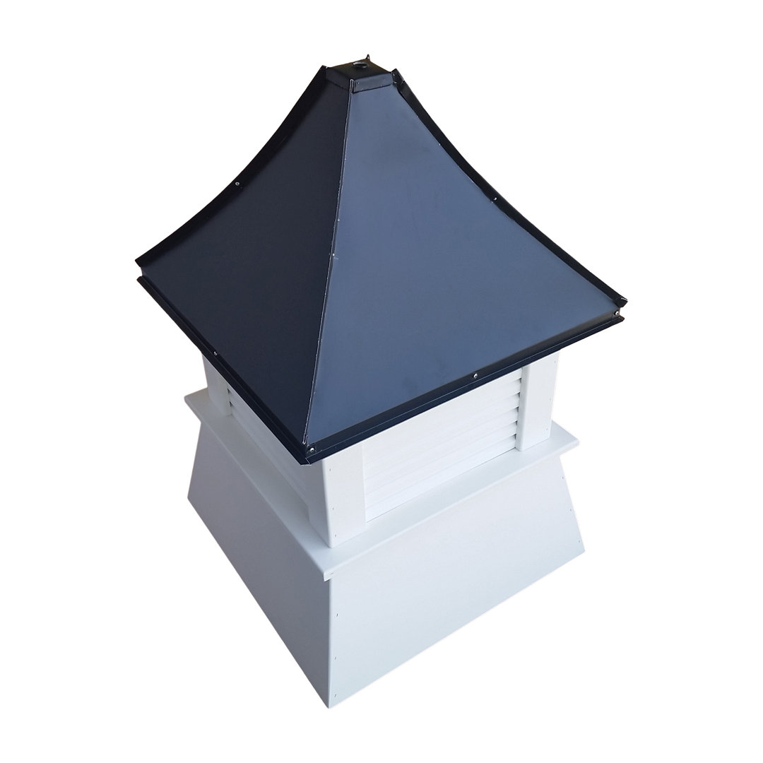 Sowder 24 in. x 24 in. x 38 in. Composite Vinyl Cupola with Black Aluminum Roof Arlmont & Co.