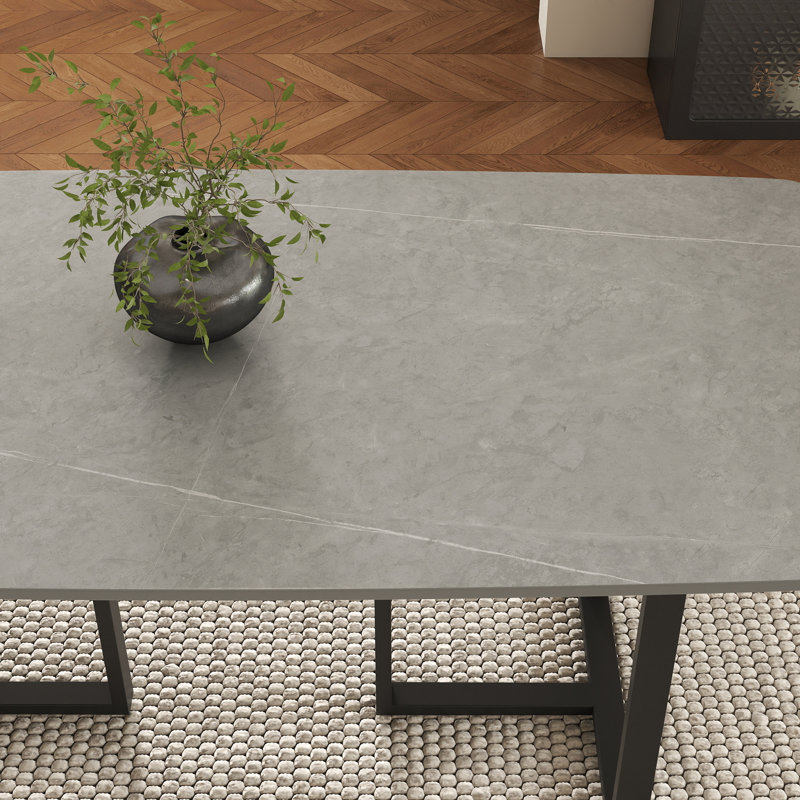 Table de salle à manger Evannie, Noir, Gris, H 29,53 po x L 70,87 po x l 35,43 po