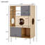 Bibliothèque élégante pour chat avec rangement - ambiance moderne, naturel et blanc, 27,65 po Profondeur, largeur de 15,61 po, hauteur de 42,64 po, poids de 66,8 lb,