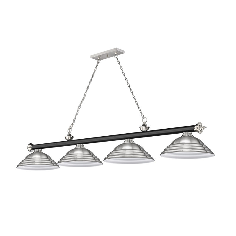Matte Black and Brushed Nickel 4-Light Billiard Chandelier
