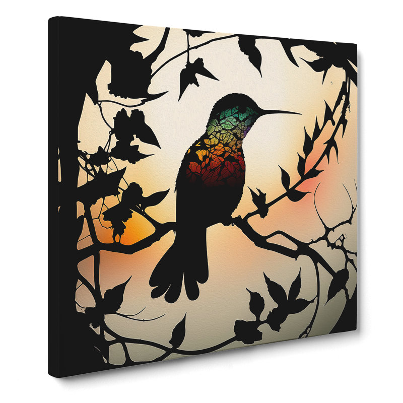 Hummingbird Silhouette - Wrapped Canvas, 50cm H x 50cm W x 3cm D