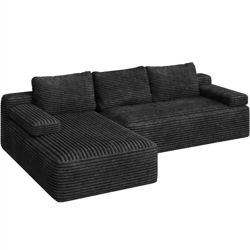 Corduroy Modular Sectional Sofa, Dark Gray
