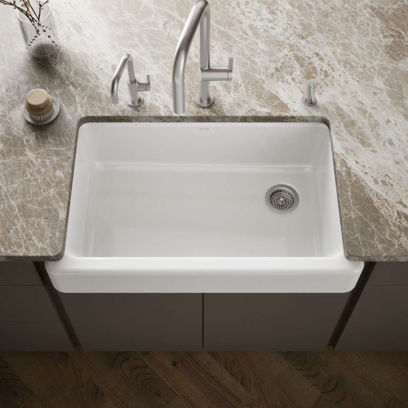 Whitehaven Self-Trimming 36" L x 22" W Farmhouse Kitchen Sink, White