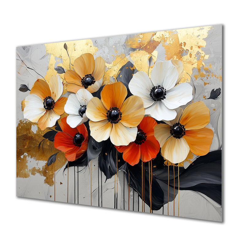 Timeless Sunset Poppies Bloom - reproduction d'art traditionnelle en métal, coquelicots en métal, H 12 po x l 20 po