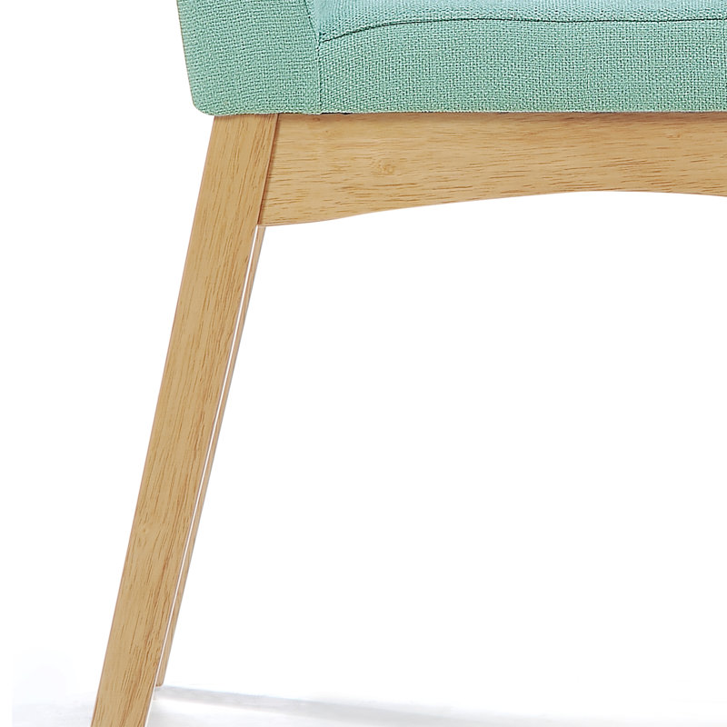20'' H Fabric Upholstered Side Chair, Oak, Teal, 2