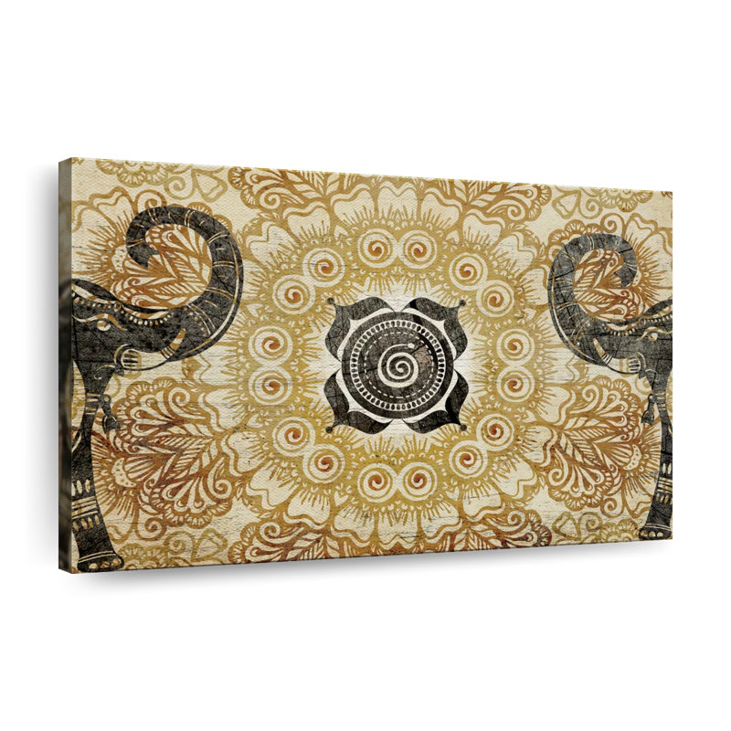 «Mandala Elephant Lotus Mandala», reproduction sur toile, H 16 po x l 24 po x P 1,25 po