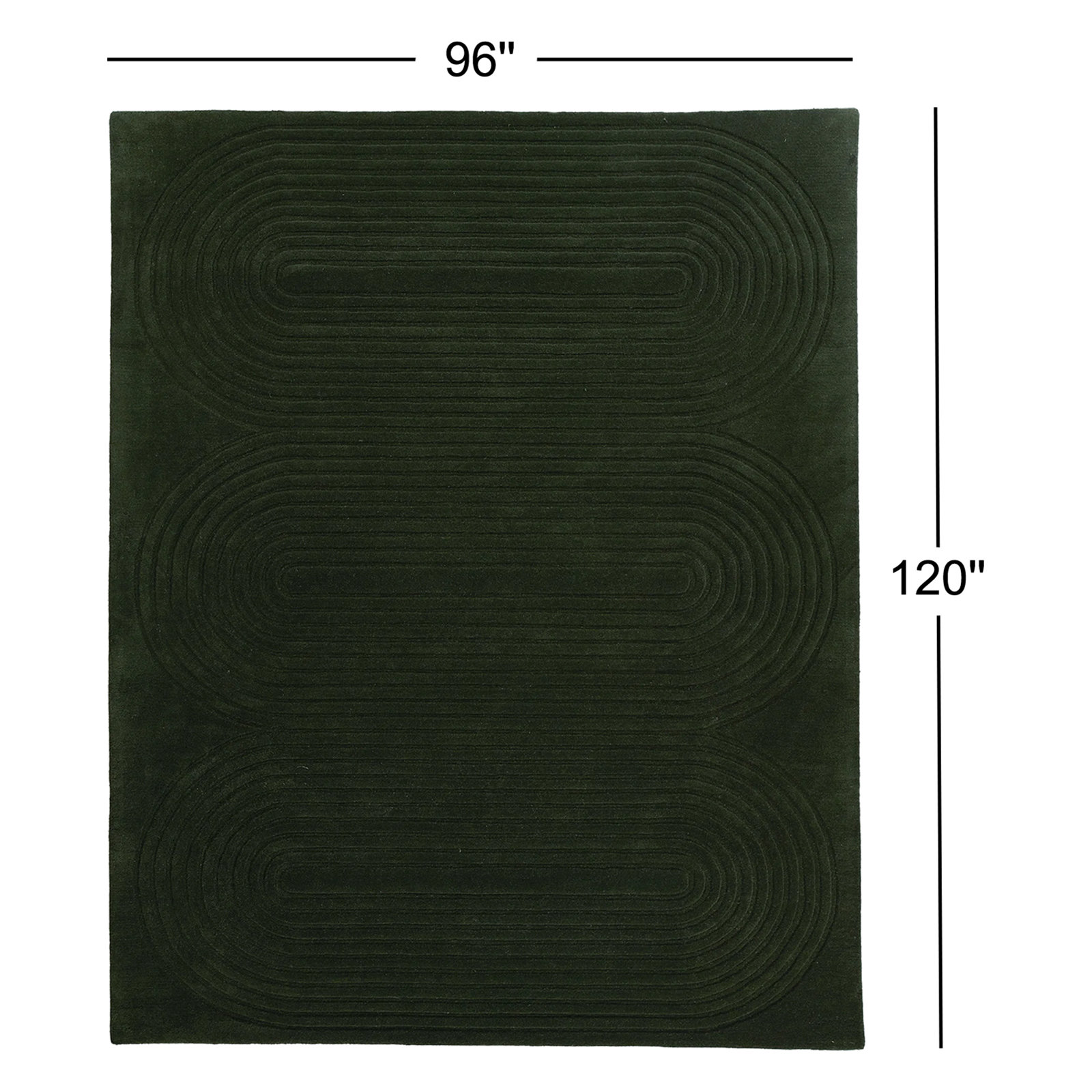 Tillie Hand Tufted Wool Green Rug, Rectangle 8' x 10'