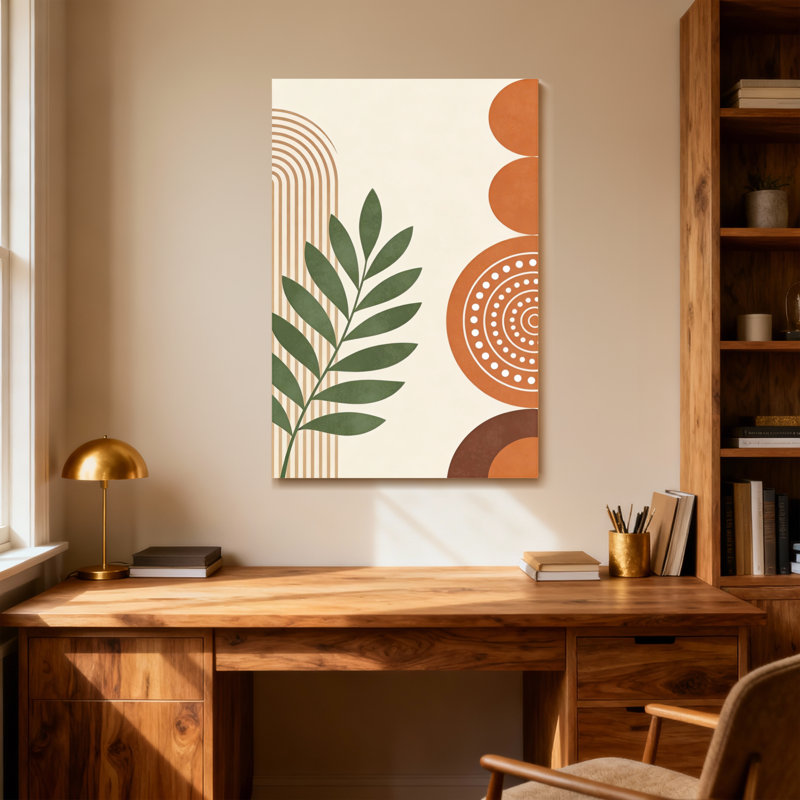Abstract Geometric Shapes Leaf Pattern Warm Tones Abstract Design